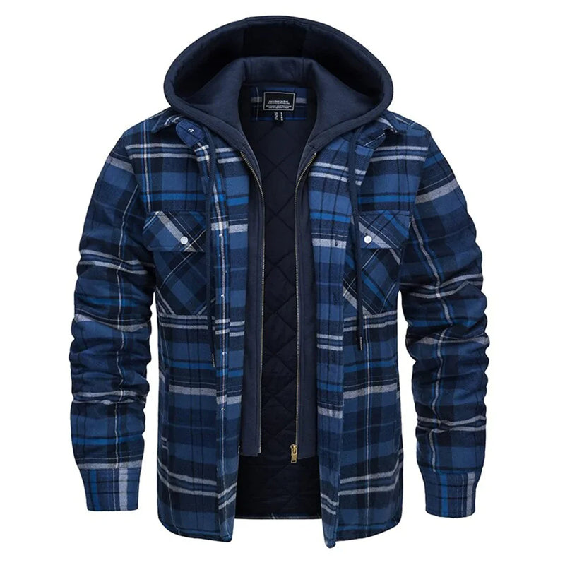 FLORIAN - Karierte Jacke mit Kapuze für Herren