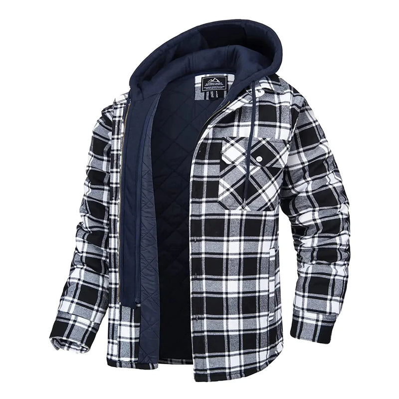 FLORIAN - Karierte Jacke mit Kapuze für Herren