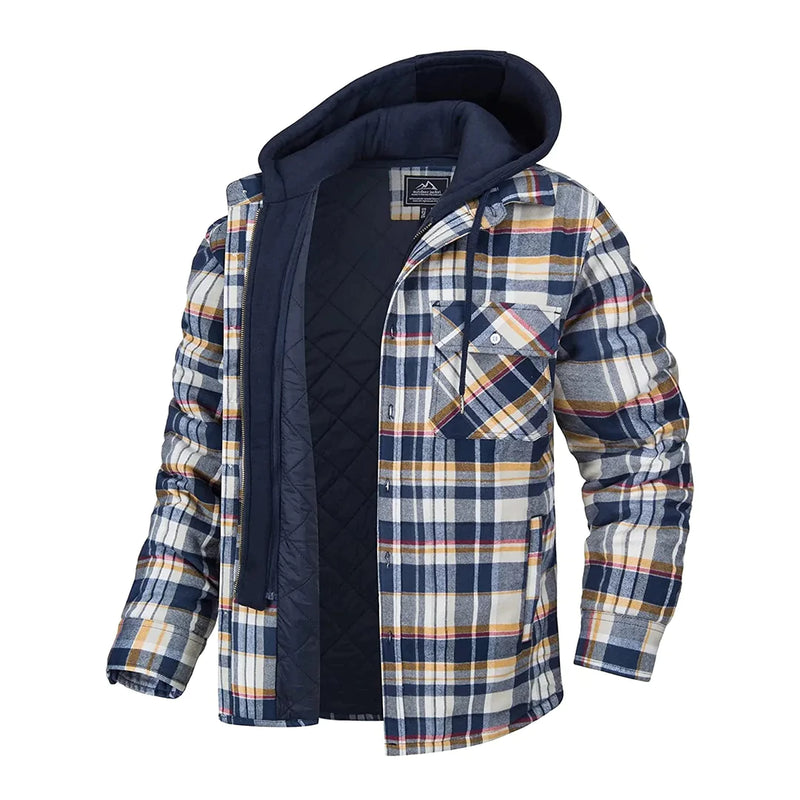 FLORIAN - Karierte Jacke mit Kapuze für Herren