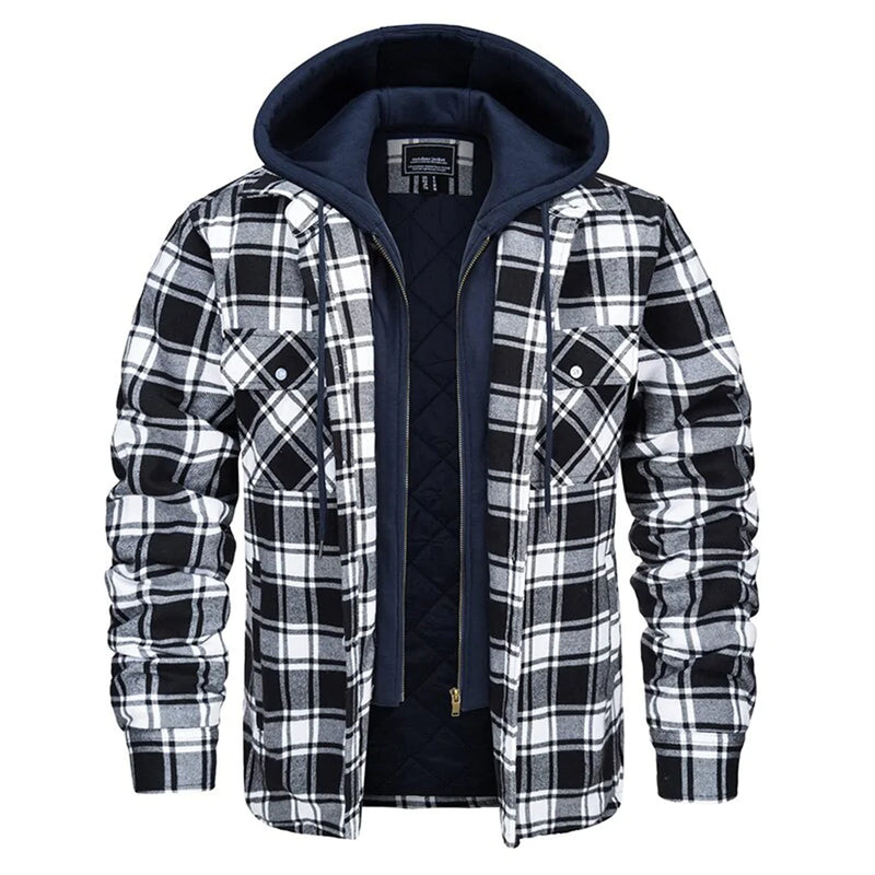 FLORIAN - Karierte Jacke mit Kapuze für Herren