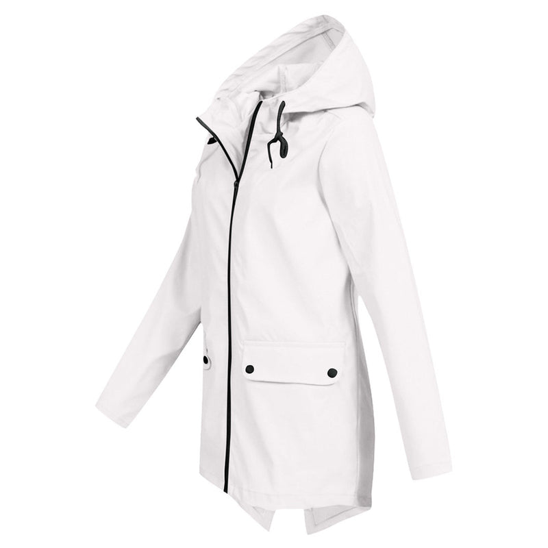 Eleganter langer Regenmantel mit Kapuze