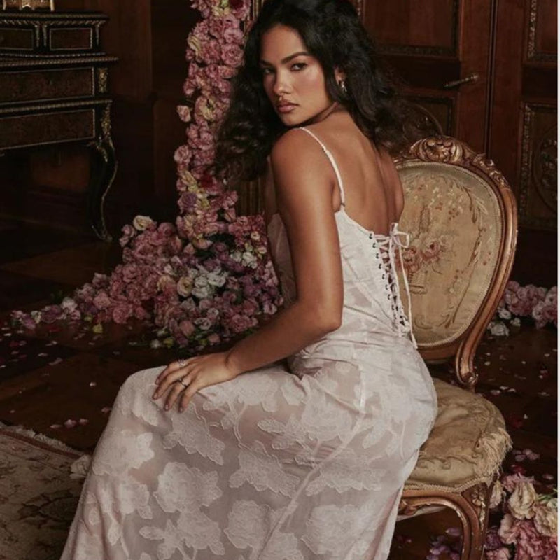 Zartrosa Elegantes Spitzenkleid für Mädchen