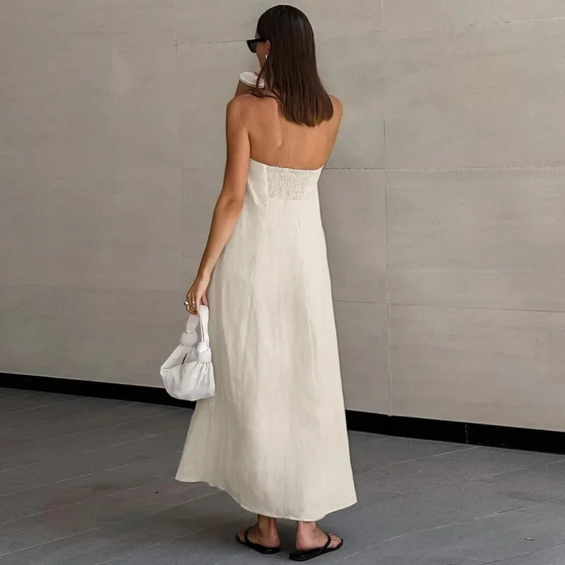 Sophia - Khaki A-Linien-Kleid mit Taschen