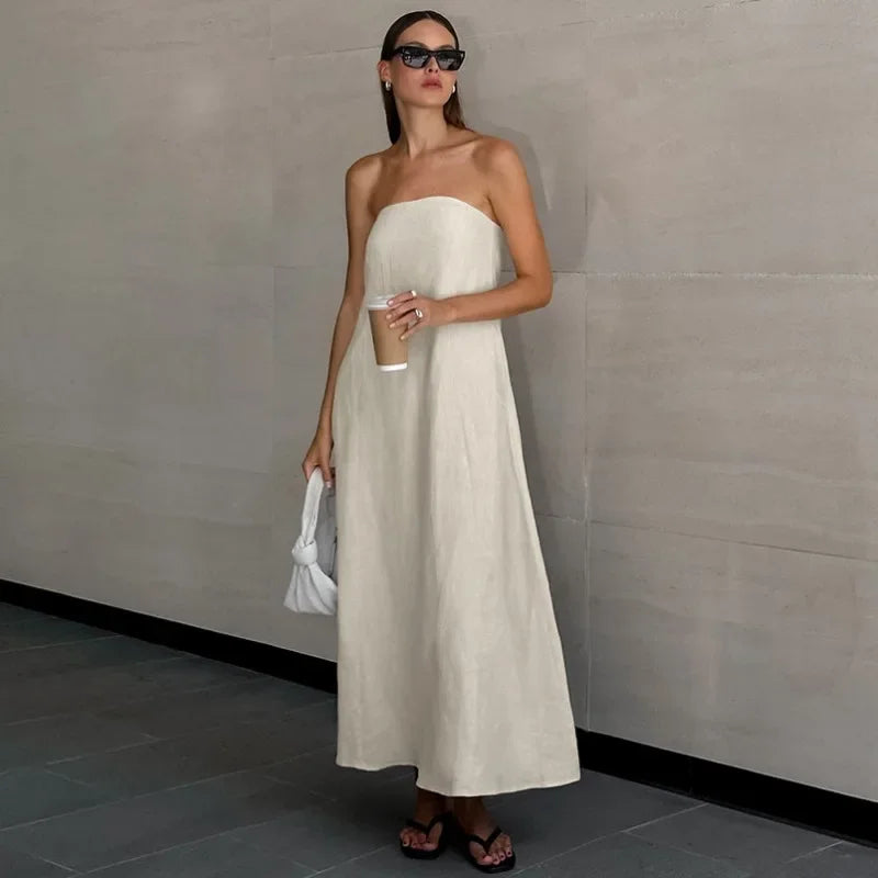 Sophia - Khaki A-Linien-Kleid mit Taschen