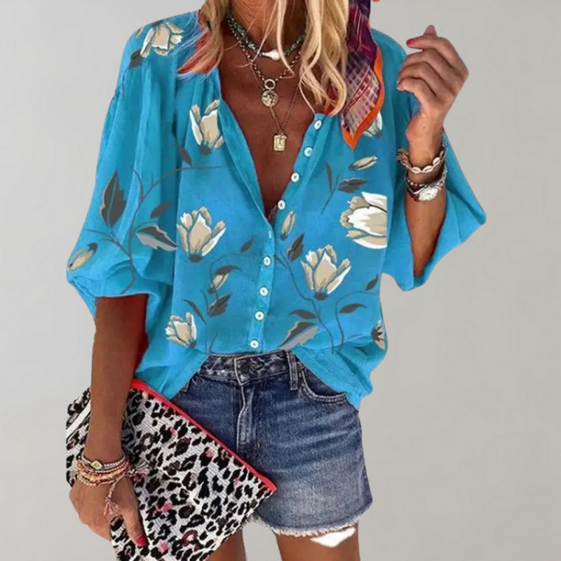 Freydis - Bluse mit Blumendruck für Frauen