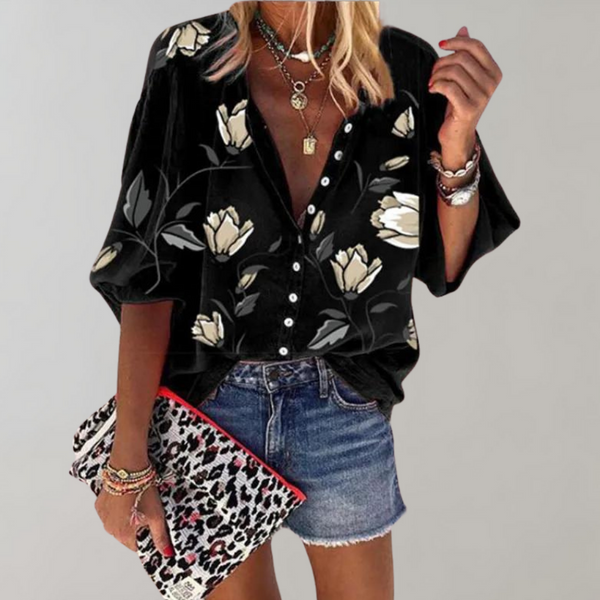 Freydis - Bluse mit Blumendruck für Frauen