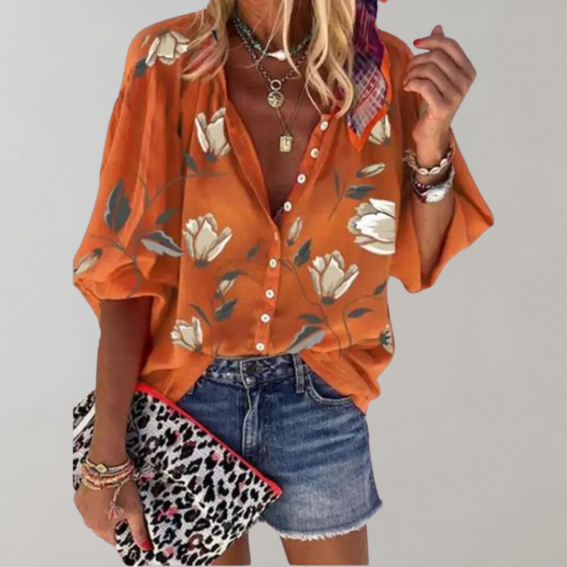 Freydis - Bluse mit Blumendruck für Frauen