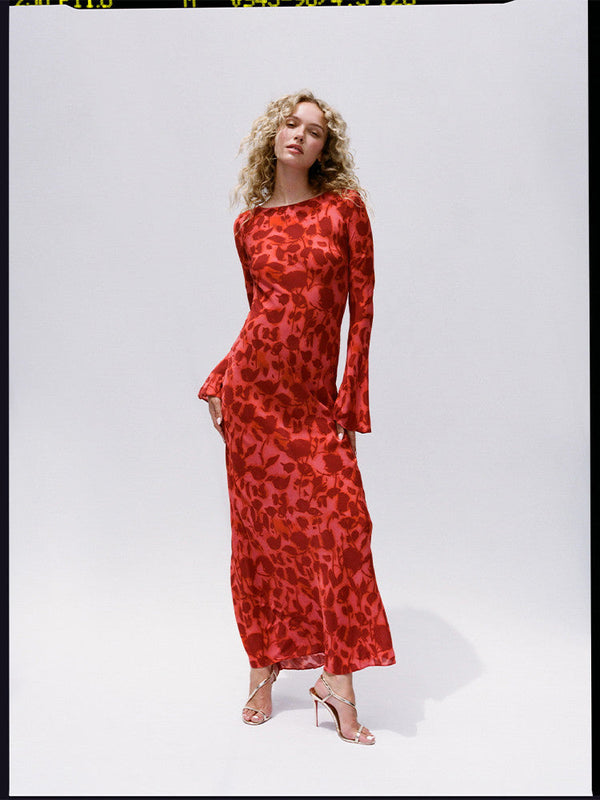 Elegantes Maxikleid mit Vintage-Muster für besondere Anlässe