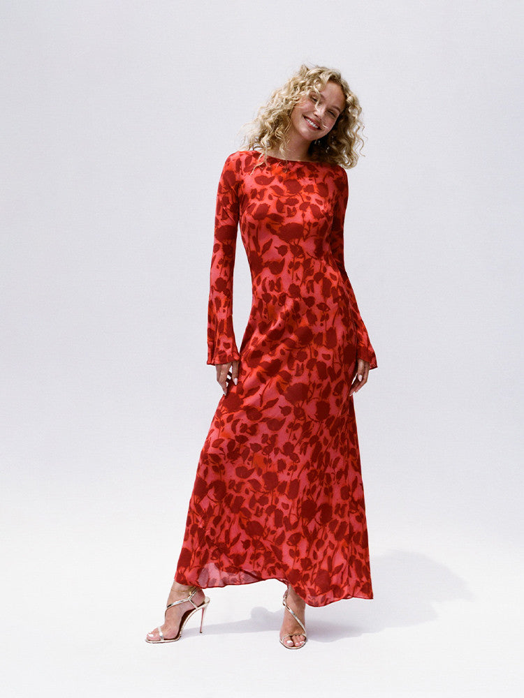 Elegantes Maxikleid mit Vintage-Muster für besondere Anlässe