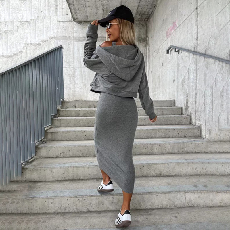 Bessie - Elegantes Set aus Kleid und Sweatshirt