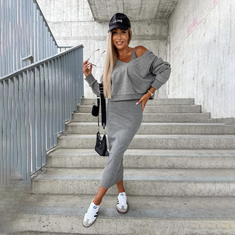 Bessie - Elegantes Set aus Kleid und Sweatshirt