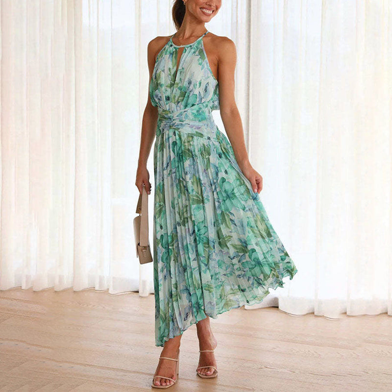 Elegantes Maxikleid Mit Blumenhals Für Frauen