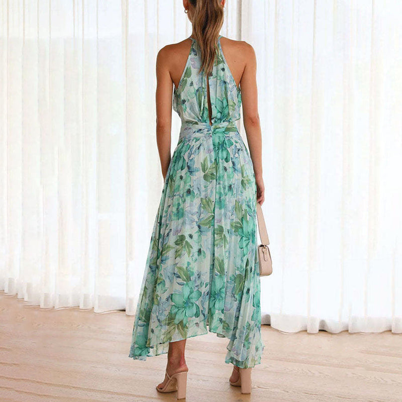 Elegantes Maxikleid Mit Blumenhals Für Frauen