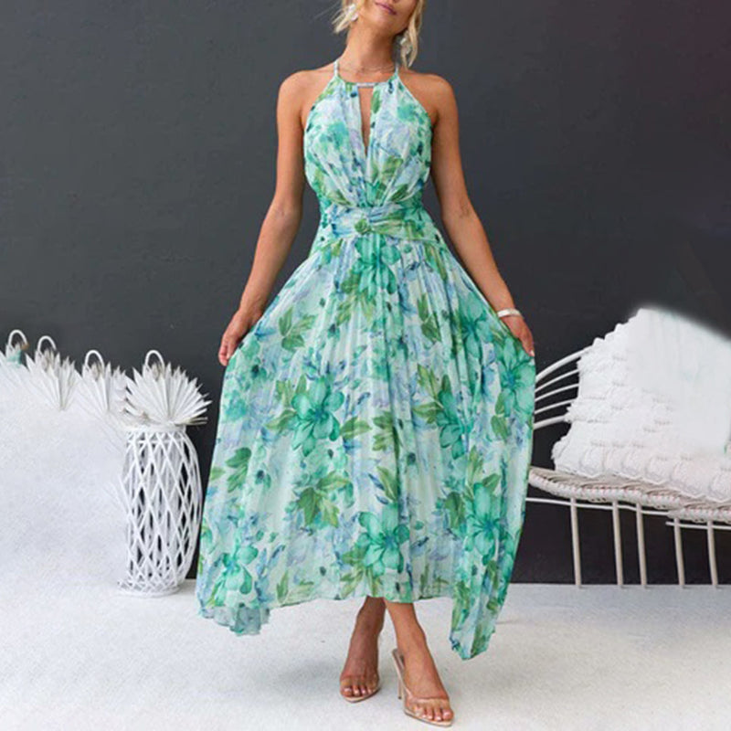 Elegantes Maxikleid Mit Blumenhals Für Frauen