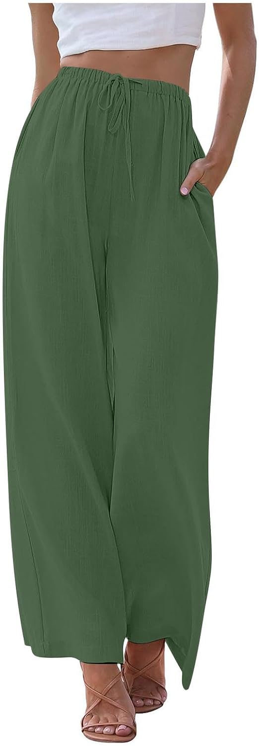 Bequeme und luftige Palazzo-Hose mit Taschen – Grün