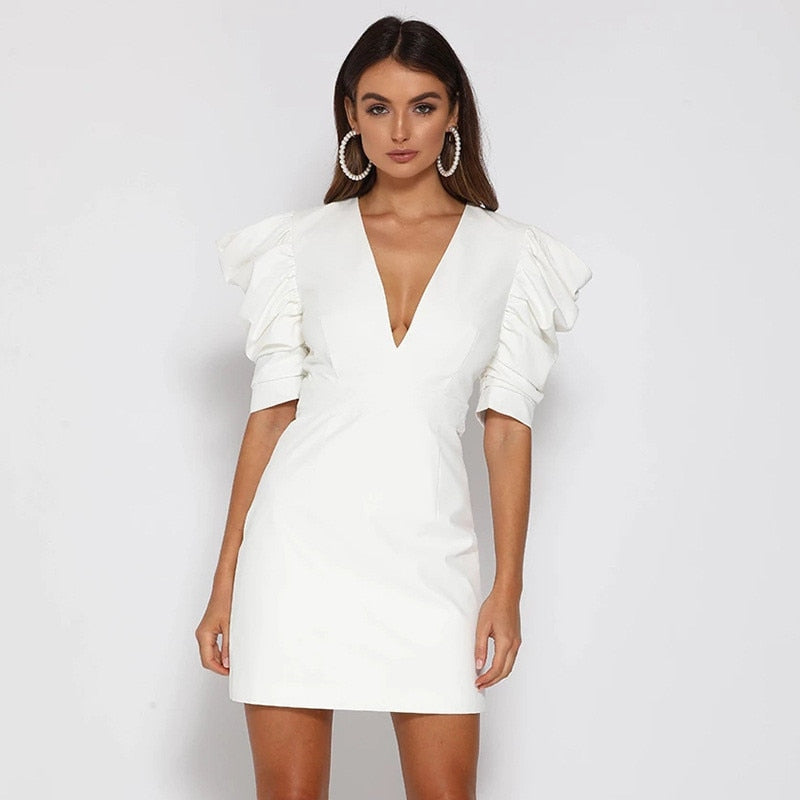 Elegantes Heidi -Mini-Kleid mit Puffärmeln für Damen