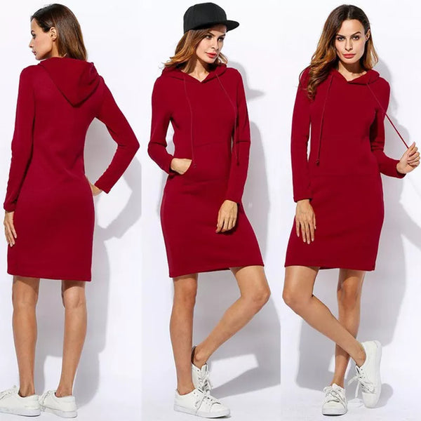 Elegantes - Sweatshirt Kleid mit Kapuze für dich