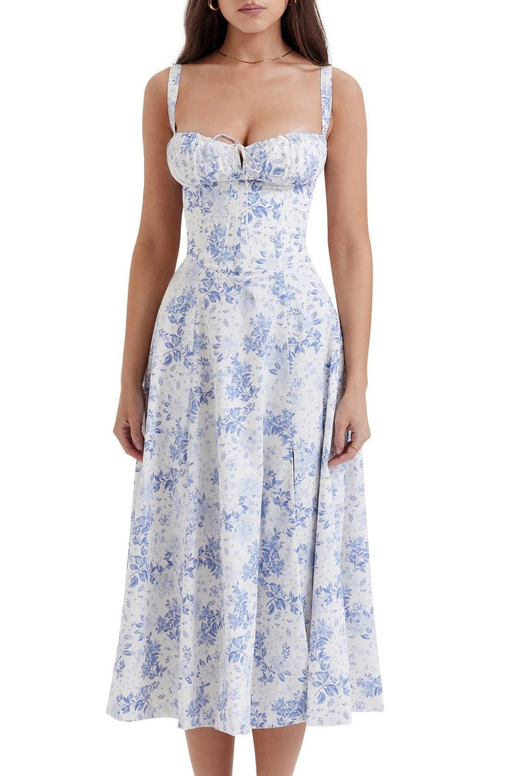 Floral Kleid | Elegant sommer sleeveless Midi Frauenkleid