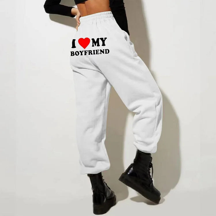 Damen-Jogginghosen mit Print und hoher Taille