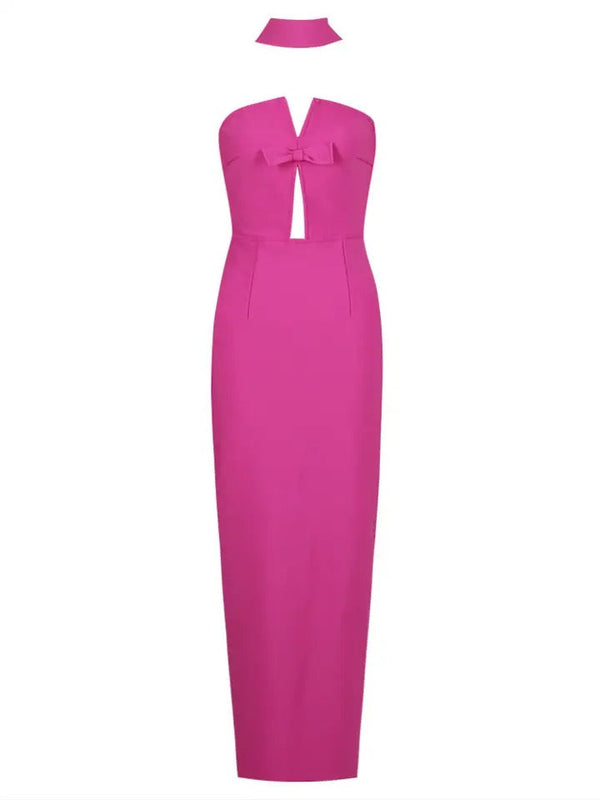 Elegantes Trägerloses Maxi-Bandage-Kleid in Rosa