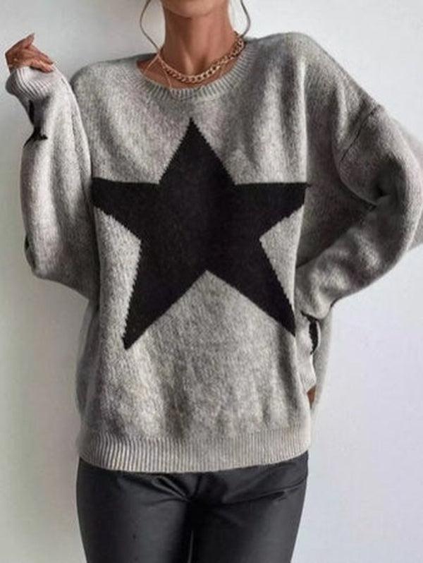 Sam – Grauer Star-Langarmpullover