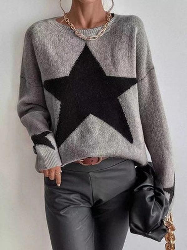 Sam – Grauer Star-Langarmpullover