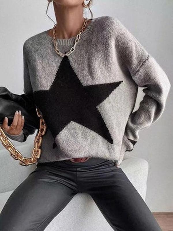 Sam – Grauer Star-Langarmpullover