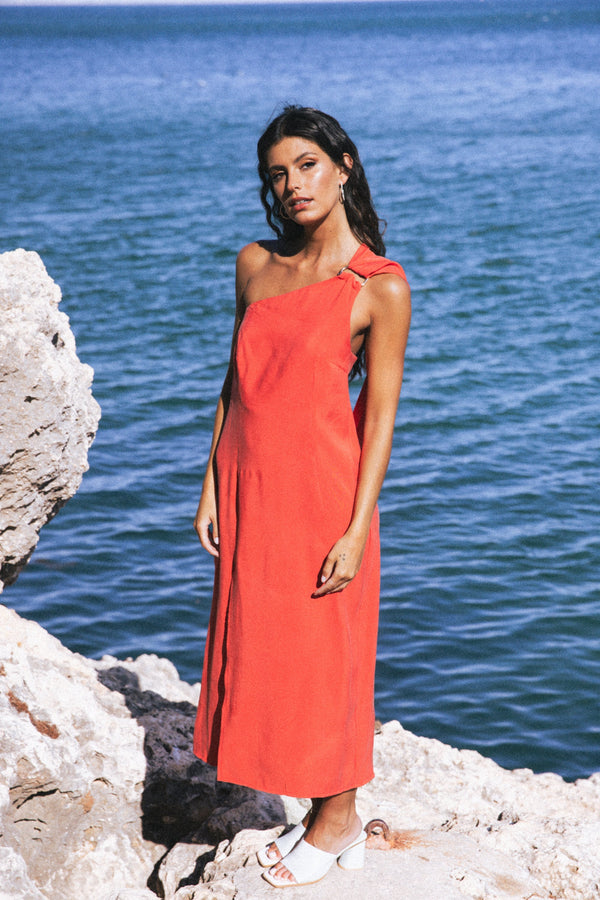Kleid - ORANGE ROT