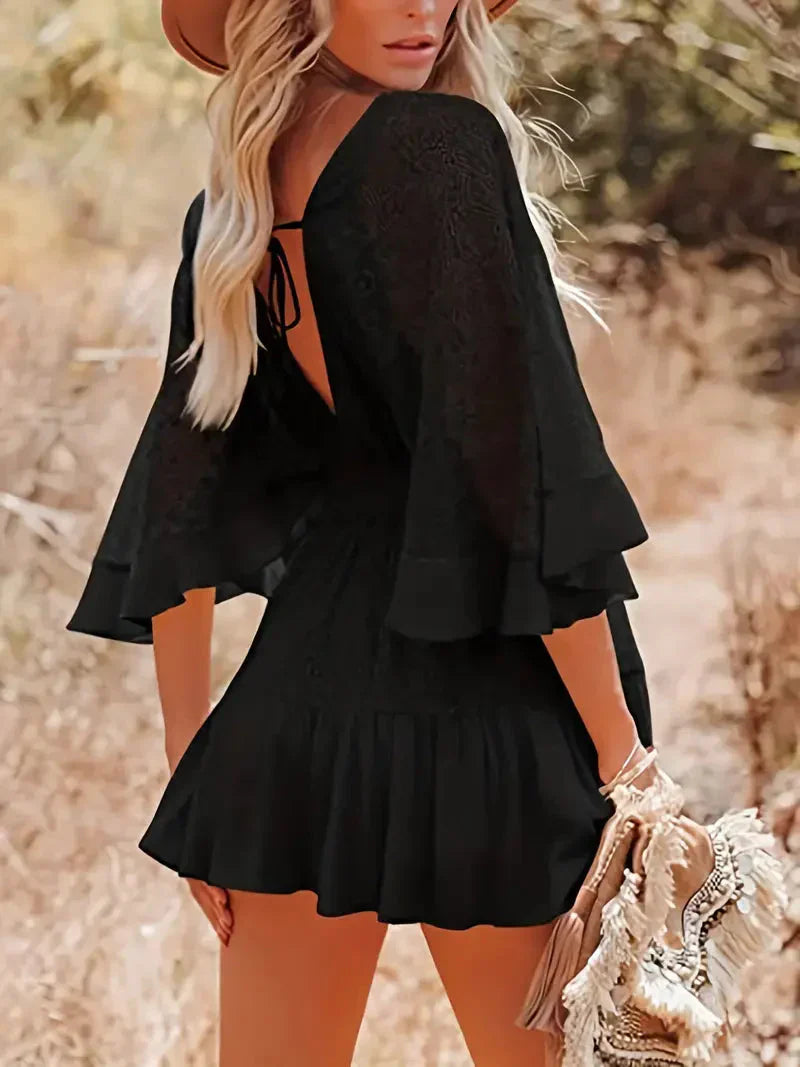 Bequemes Heidi -Boho Minikleid für Damen im Sommer