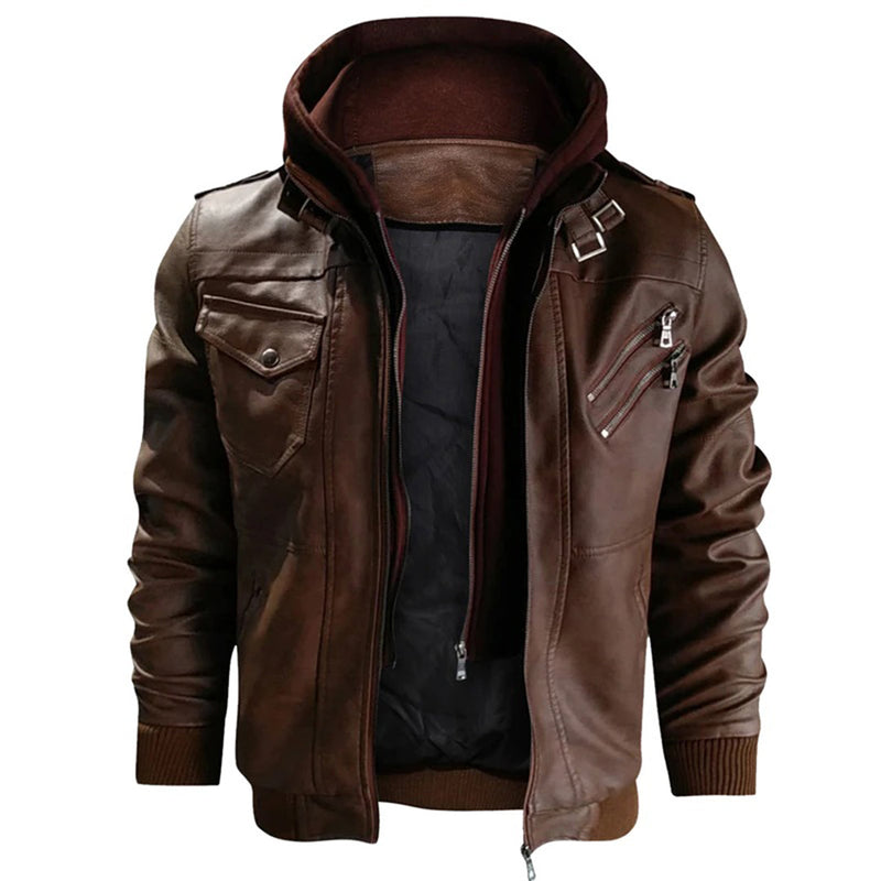 Jacob - Lederjacke mit Kapuze für Herren