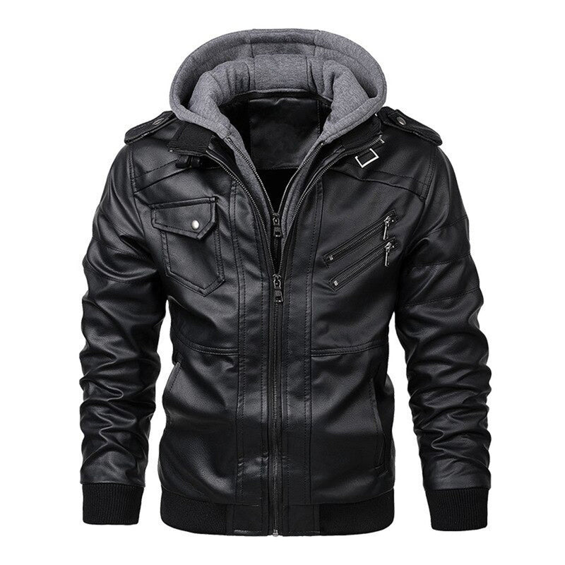 Jacob - Lederjacke mit Kapuze für Herren
