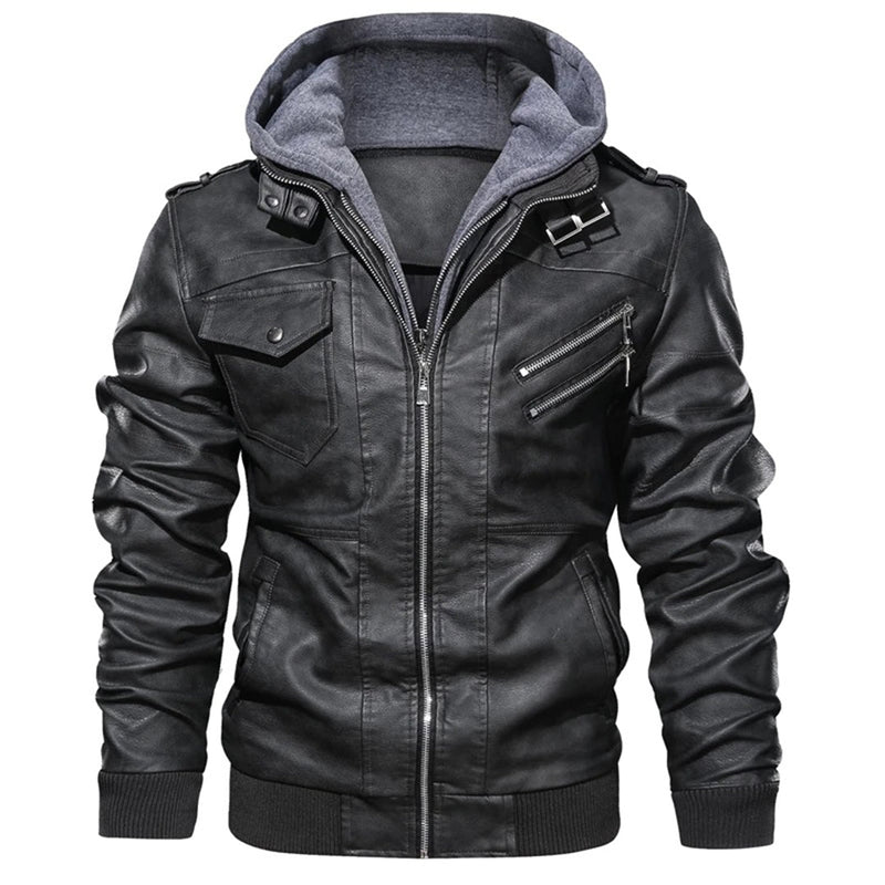 Jacob - Lederjacke mit Kapuze für Herren