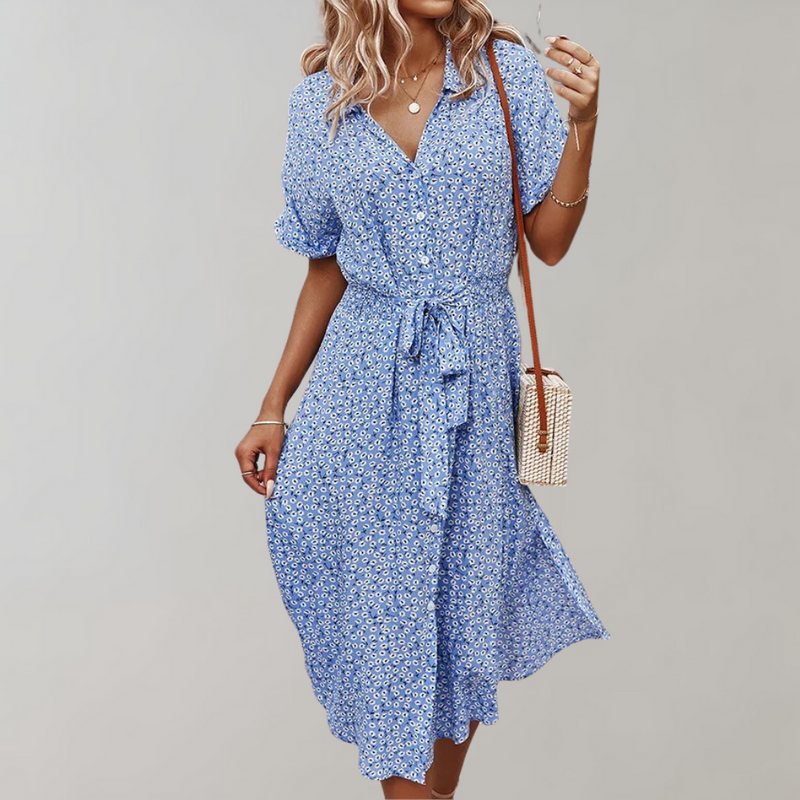 Elegante Blumen Midi Sommerkleid für stilbewusste Damen
