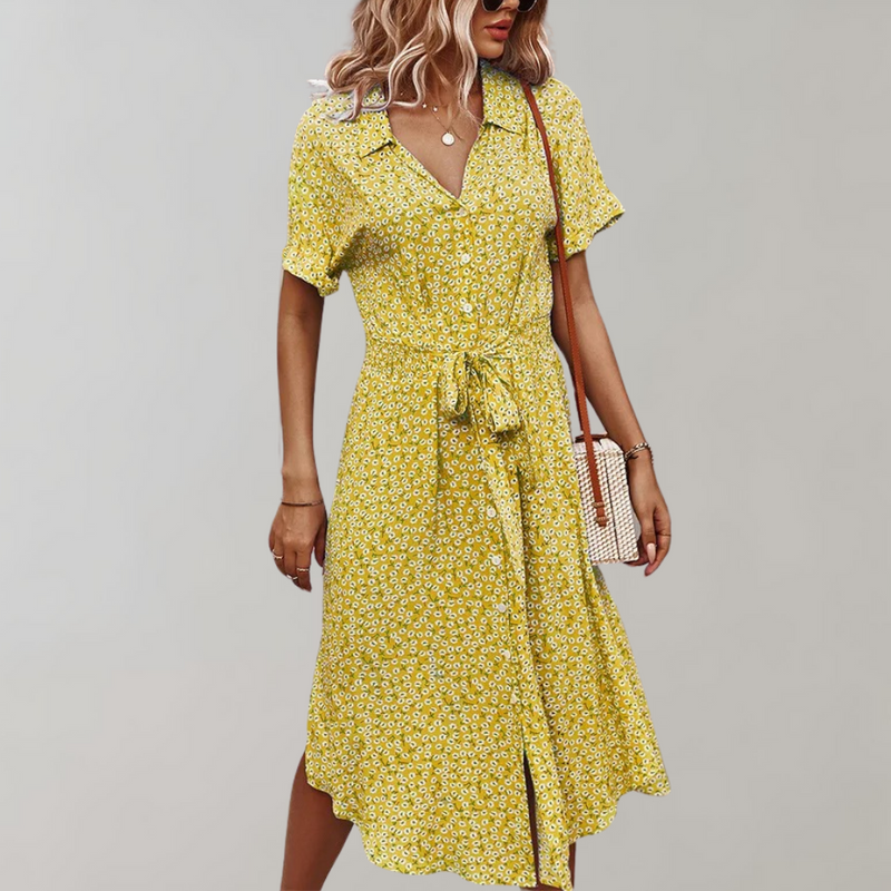 Elegante Blumen Midi Sommerkleid für stilbewusste Damen