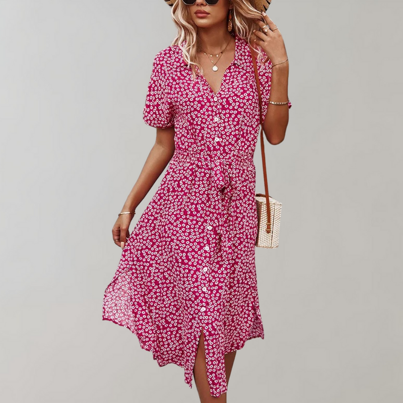 Elegante Blumen Midi Sommerkleid für stilbewusste Damen