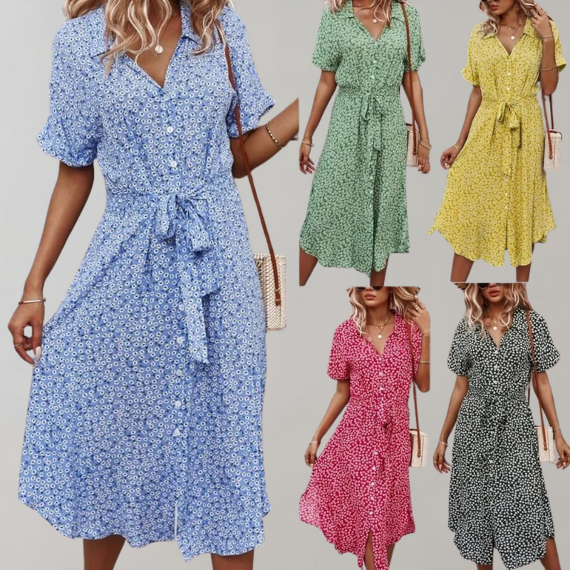 Elegante Blumen Midi Sommerkleid für stilbewusste Damen