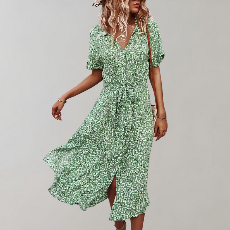 Elegante Blumen Midi Sommerkleid für stilbewusste Damen