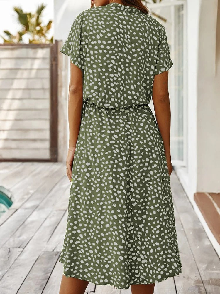 Bequemes Casual Kleid | Gepunktetes kurzärmeliges Sommerkleid für dich