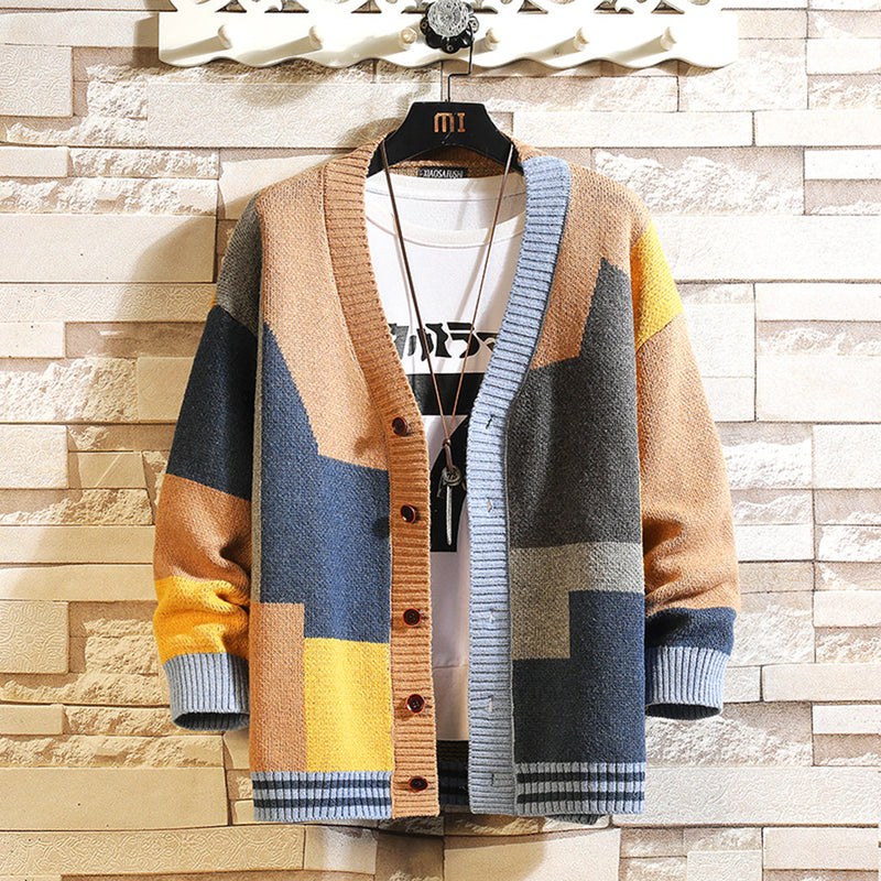 Bunte, bequeme Strickjacke für Herren