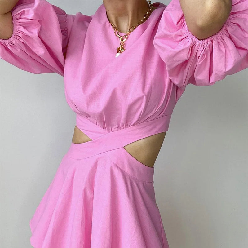 Elegantes Heidi -Minikleid mit Puffärmeln und Rüschen