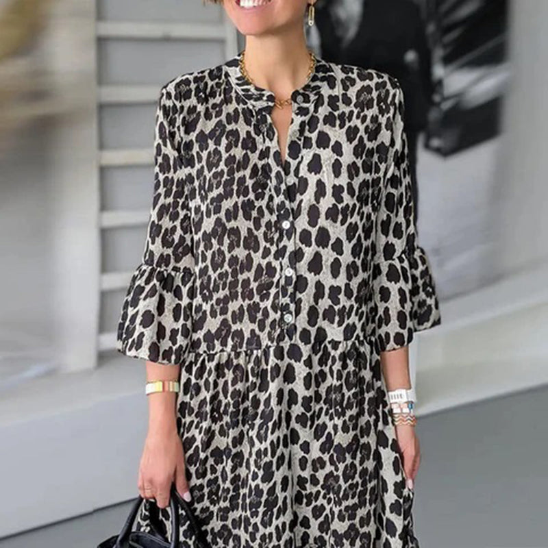 Elegantes Midi-Kleid mit modischem Luipaardprint für Damen