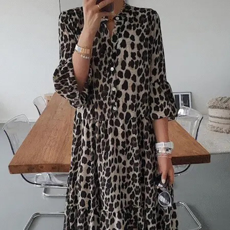 Elegantes Midi-Kleid mit modischem Luipaardprint für Damen
