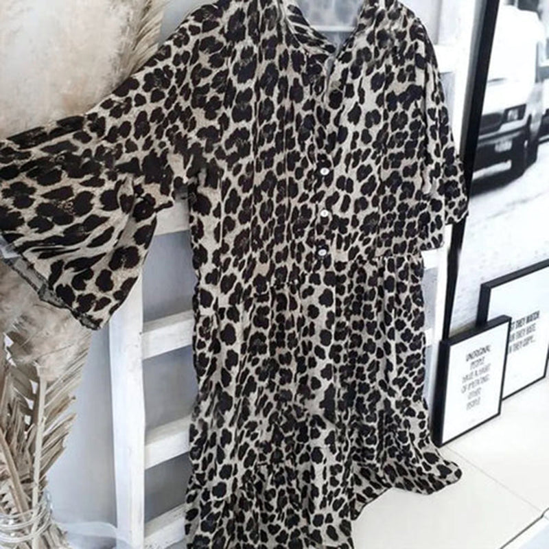 Elegantes Midi-Kleid mit modischem Luipaardprint für Damen