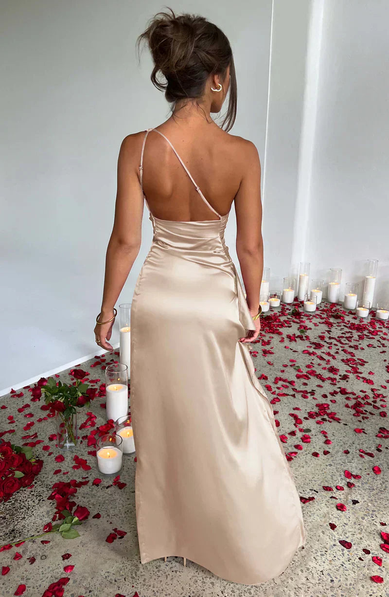 Elegantes Ein-Schulter Maxi-Kleid für Feste