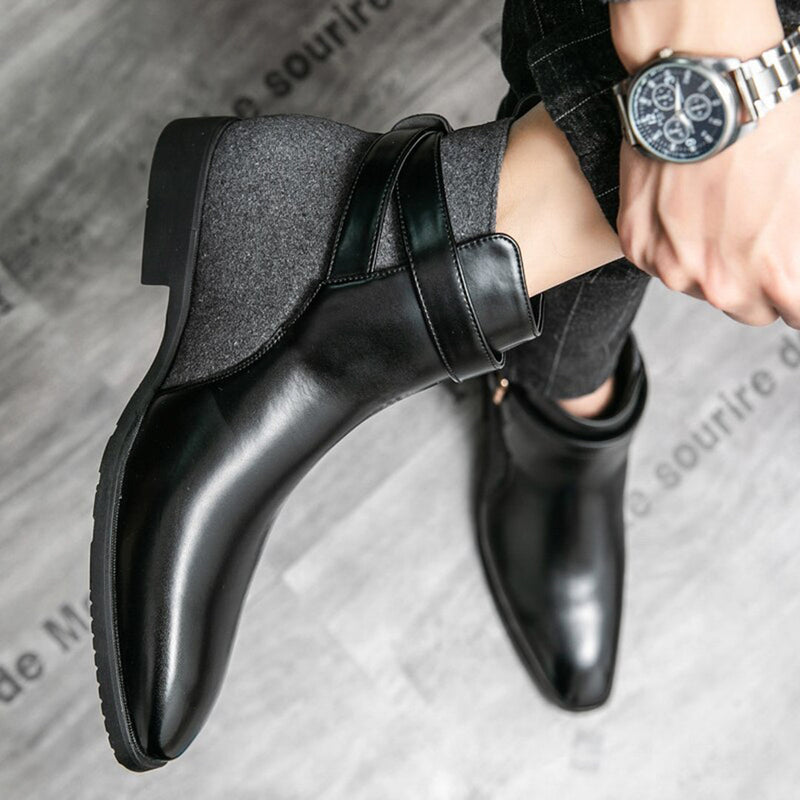 Elegante Herren-Leder-Enkellaarzen