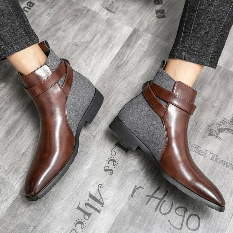 Elegante Herren-Leder-Enkellaarzen