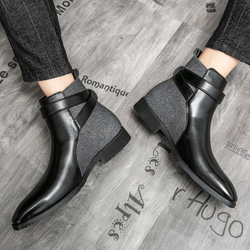 Elegante Herren-Leder-Enkellaarzen
