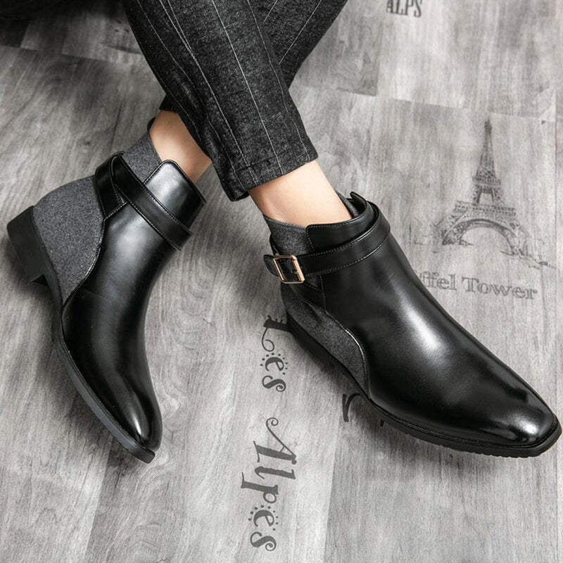 Elegante Herren-Leder-Enkellaarzen