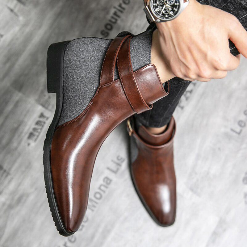 Elegante Herren-Leder-Enkellaarzen