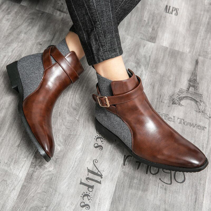 Elegante Herren-Leder-Enkellaarzen